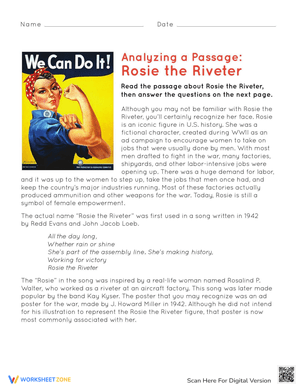 Analyzing Rosie Riveter Worksheet