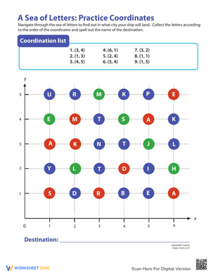 Sea Letters: Practice Coordinates Worksheet