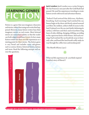 What is Fiction Worksheet
