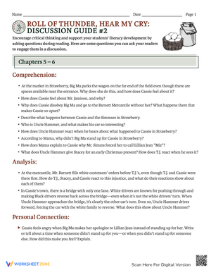 Roll of Thunder, Hear My Cry Discussion Guide