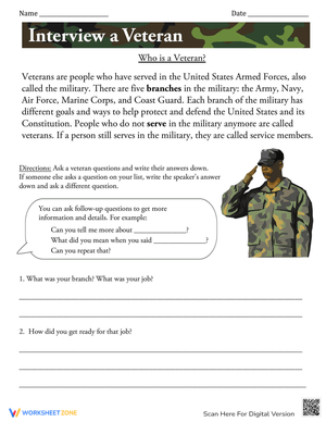 Interview a Veteran Worksheet
