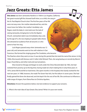 Learn About Etta James Worksheet