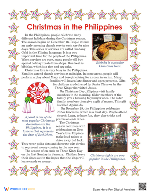 Christmas in the Philippines Worksheet