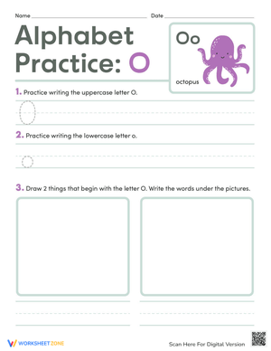 Letter O Free Printable Worksheet for Practice 