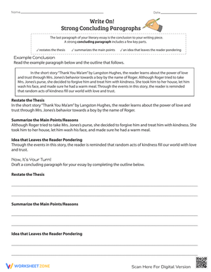 Write Strong Concluding Paragraphs Worksheet