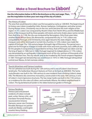 Lisbon Travel Brochure Project Worksheet
