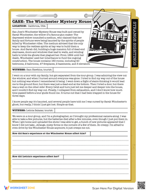 Winchester Mystery House Worksheet