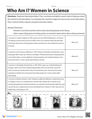 Who Am I? Women in Science Worksheet