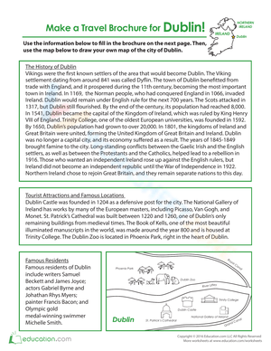 Dublin Travel Brochure Project Worksheet
