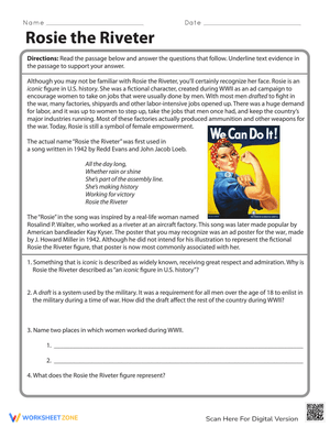 Rosie the Riveter Worksheet
