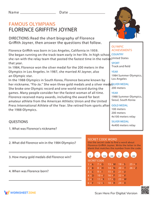 Learn About Florence Griffith-Joyner Worksheet