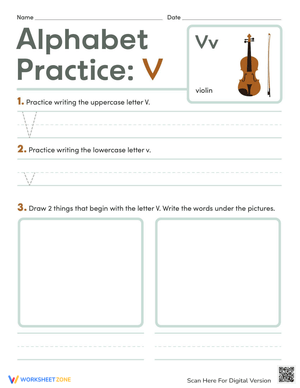 Alphabet Practice: Letter V Worksheet