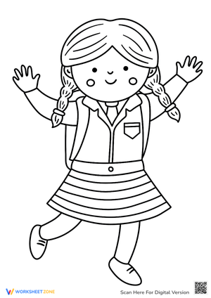 Back to School Girl with Backpack Coloring Page