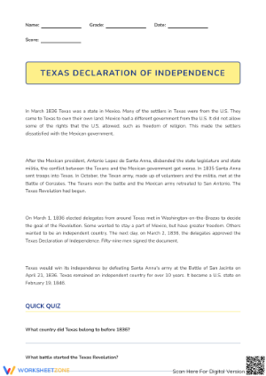 Texas Declaration of Independence | Grade 4 Ready