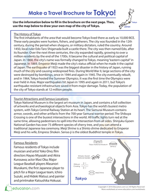Create a Travel Brochure: Tokyo Worksheet