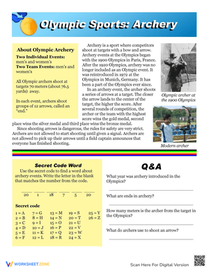 Explore Olympic Archery Worksheet