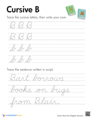 Practice Writing Cursive Letter B Worksheet