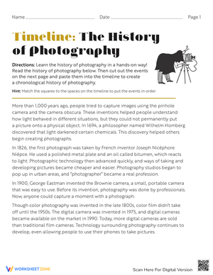 Create a Photography Timeline Worksheet