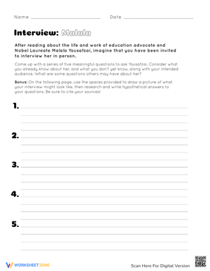 Malala Interview Worksheet