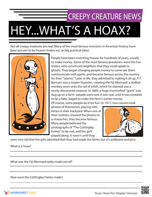 Investigating a Monster Hoax Worksheet