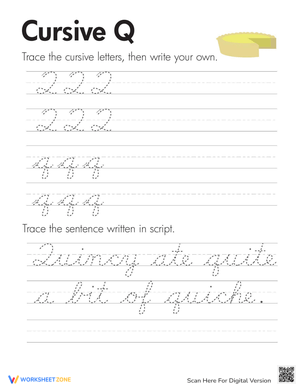 Practice Writing Cursive Letter Q Worksheet
