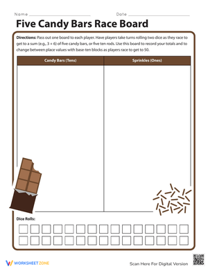 Five Candy Bars Race Board Worksheet