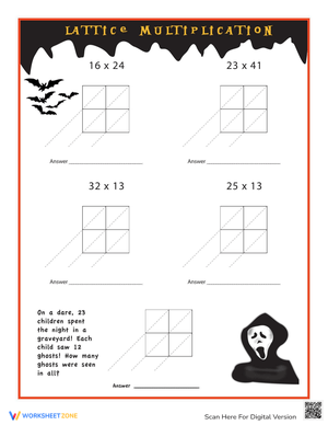 Spooky Lattice Multiplication Worksheet