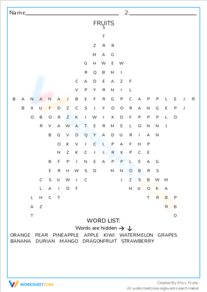 Learn About Fruits Worksheet