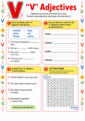 Adjectives Describing Words that Start with V