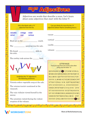 Adjectives Describing Words that Start with V