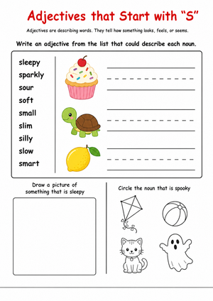 Start learning adjectives with this Worksheet