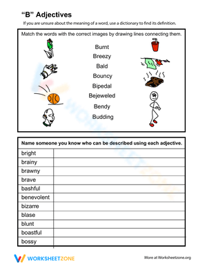 Adjectives Beginning with Letter B