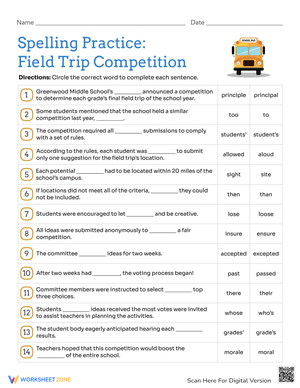 Spelling Practice: Field Trip Competition