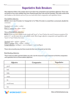 Superlative Rule Breakers Worksheet