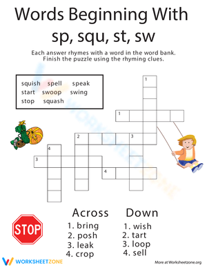 Words Beginning With Sp, Squ, St, Sw 