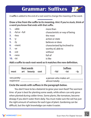 Grammar: Suffixes