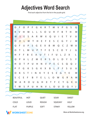 Find Adjectives in This Word Search