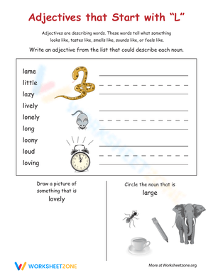 Adjectives Practice Worksheet for Descriptive Writing