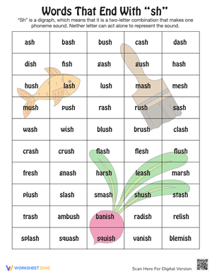 Words Ending in Sh