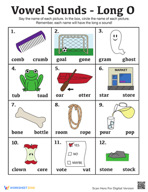 Vowel Sounds-Long "O"