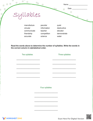 Syllable Practice: Count the Syllables