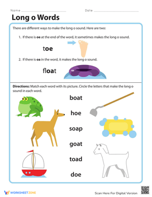 Long O Words Worksheet: Fun Phonics Practice