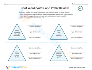Root Word, Suffix, and Prefix Review #1