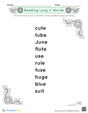 Reading Long U Words
