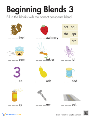 Beginning Blends Practice Worksheet