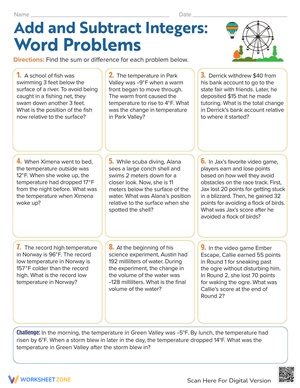 Integer Word Problems
