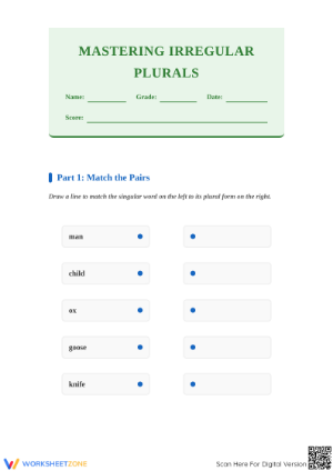 Essential Irregular Plurals Activity Book | Grade 1 Ready