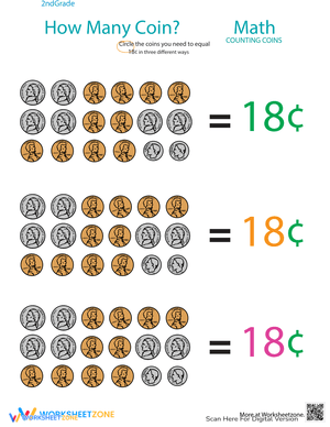 Counting Coins: Identifying 18 Cents