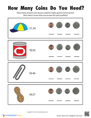 Coin Count Up: Money Skills Practice