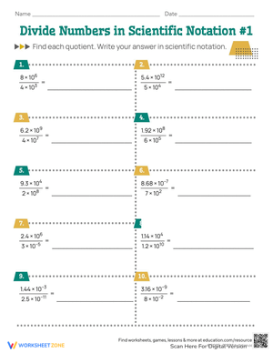 Divide Numbers in Scientific Notation